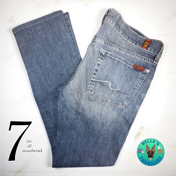 7 For All Mankind Jeans Womens 31 Straight Leg Light Wash Y2K Baggy 90s 32x30 - Picture 1 of 13